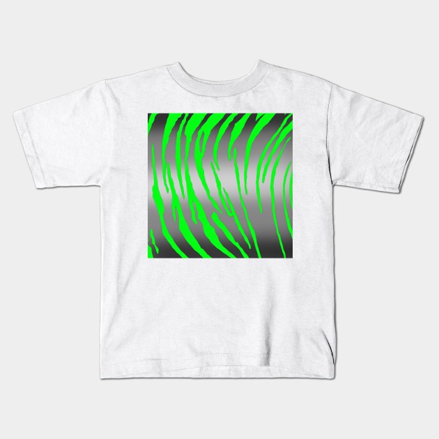 Silver Tiger Stripes Green Kids T-Shirt by BlakCircleGirl